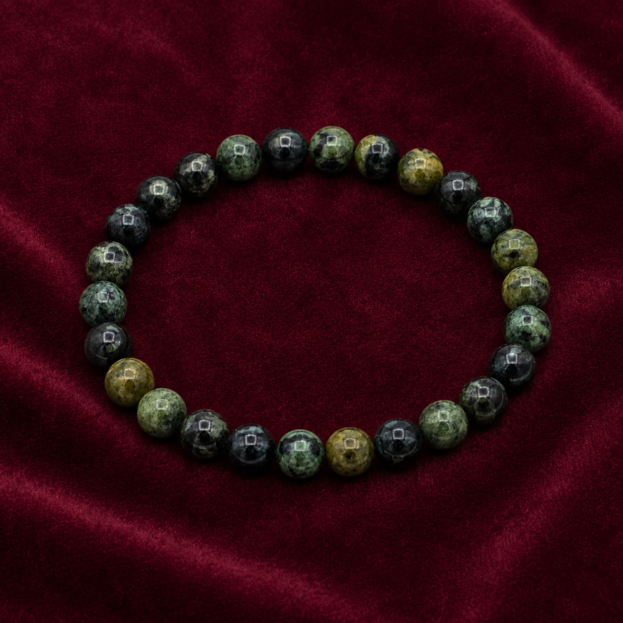 Bacvıa Doğal Taş Sertifikalı 8 MM Küre Kesim Kambaba Jasper Taşı Bileklik