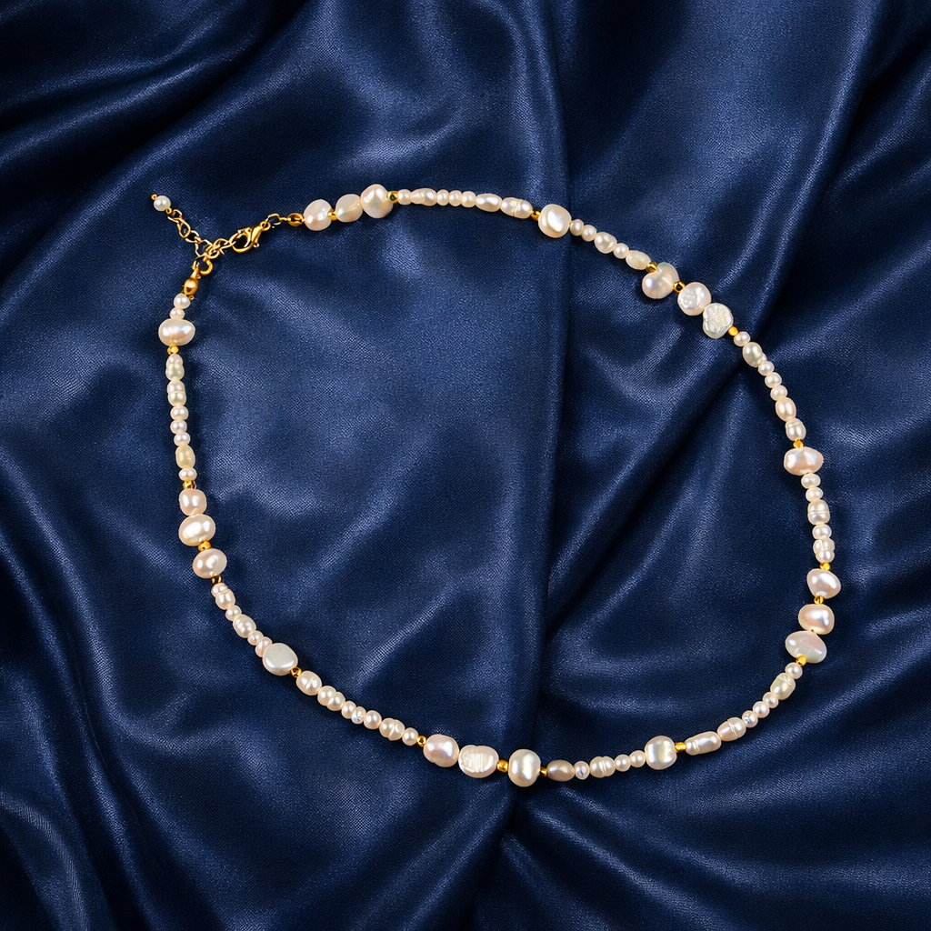 İnci doğal taş kolye