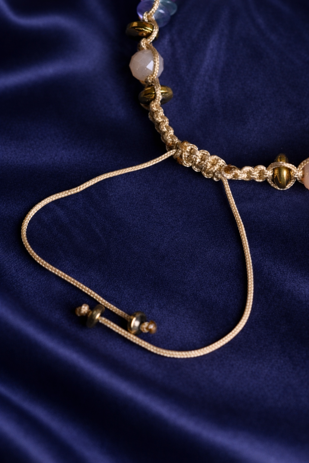 Ametist, Güneş Taşı, Florit ve Hematit Doğal Taş Makrome Bileklik