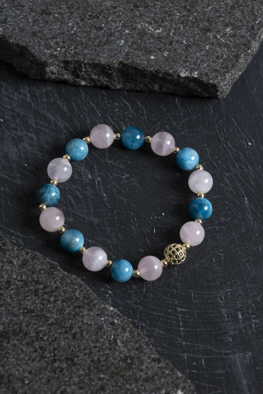 Apatit, Pembe Kuvars ve Hematit Bileklik