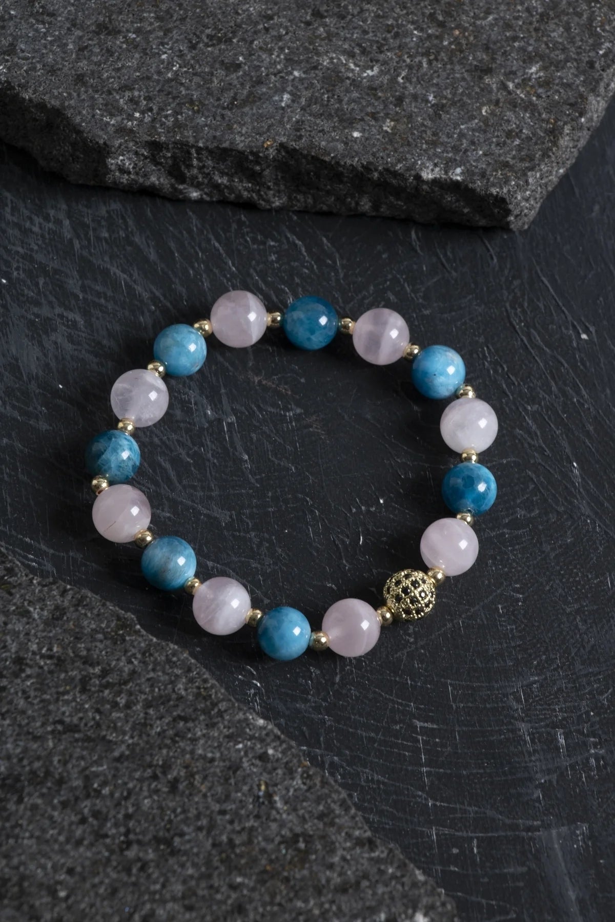 Apatit, Pembe Kuvars ve Hematit Bileklik