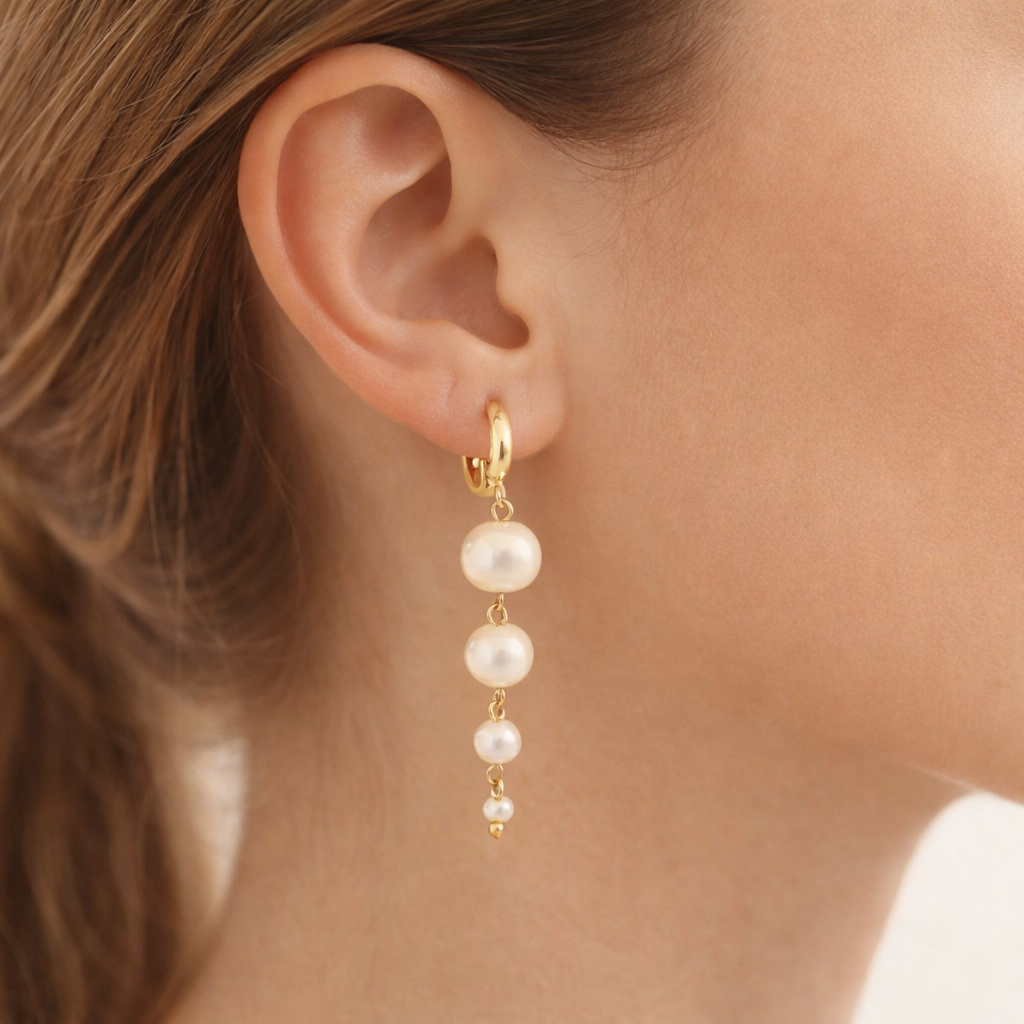 İnci doğal taş küpe