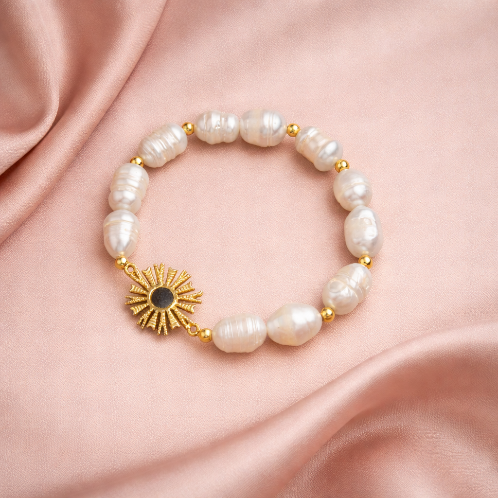 İnci Doğal Taş Gümüş Tasarım Bileklik