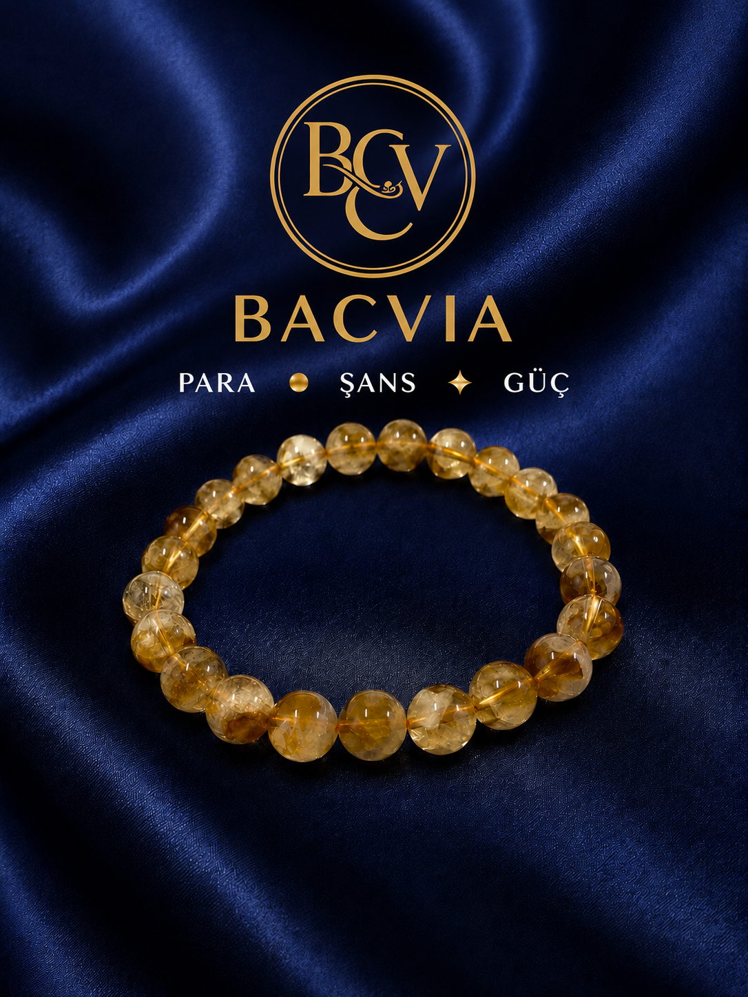 Bacvıa Doğal Taş sertifikalı 8 MM Sitrin Doğal Taş Bileklik