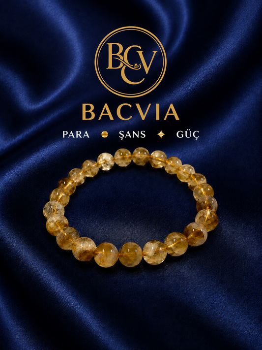 Bacvıa Doğal Taş sertifikalı 8 MM Sitrin Doğal Taş Bileklik