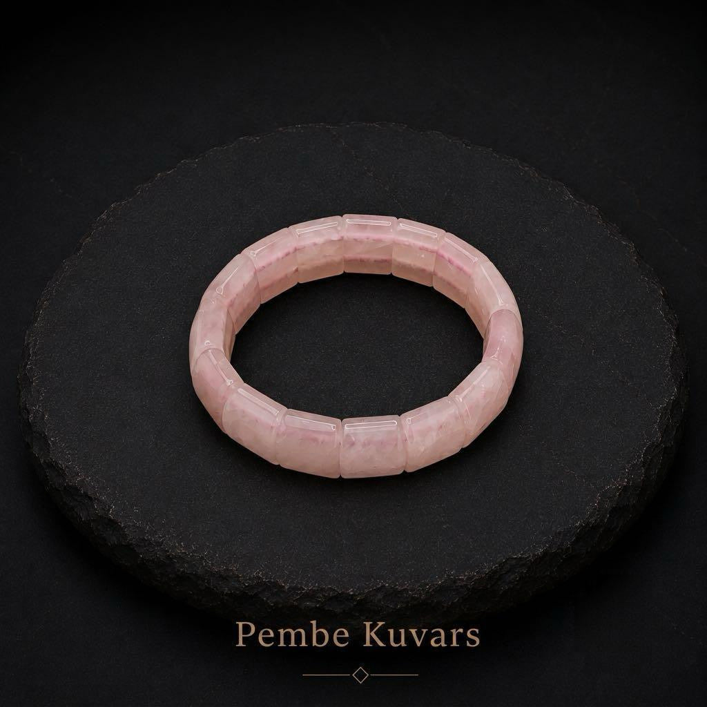 Bacvıa Doğal Taş Pembe Kuvars 15X13 MM Bileklik