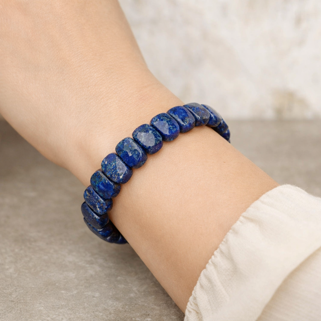 Lapis Lazuli Doğal Taş Geniş Kesim Bileklik