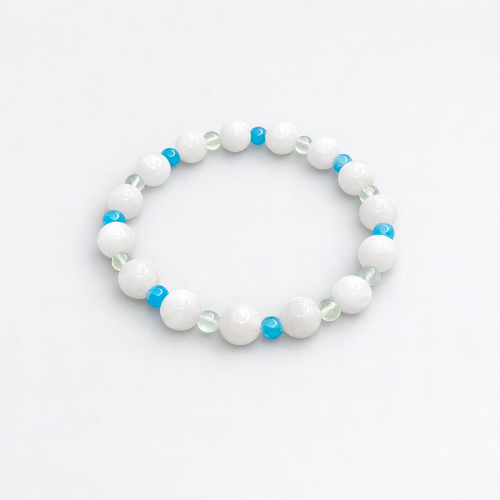 Ay Taşı, Prehnit ve Apatit Doğal Taş Bileklik – Enerji ve Niyet Bilekliği