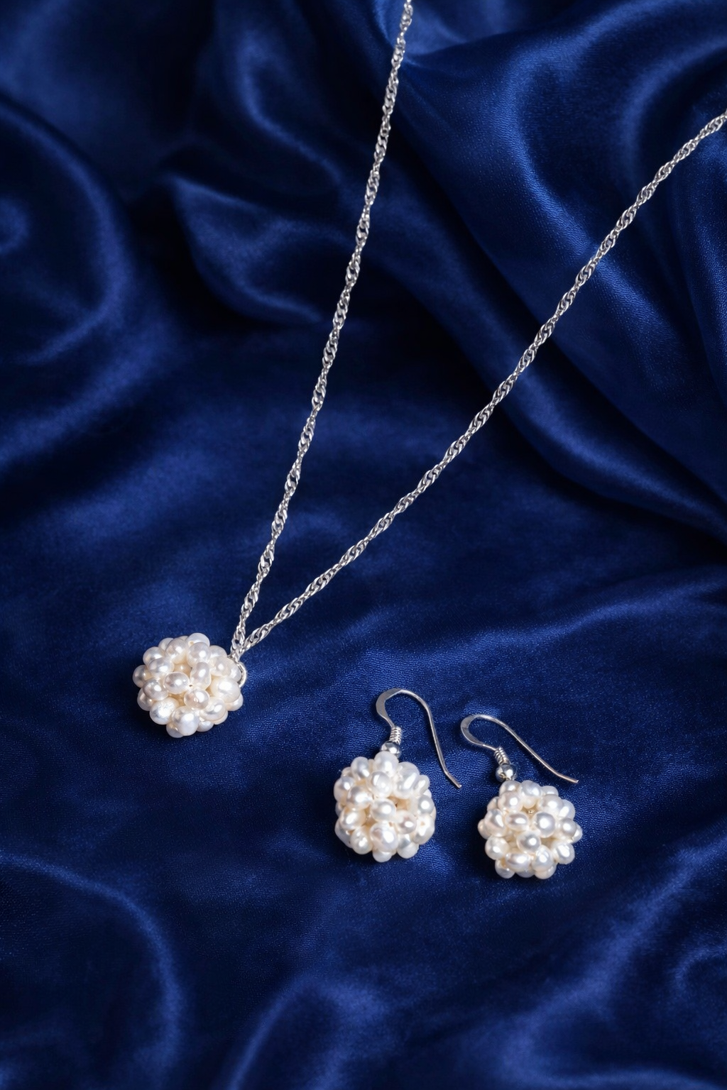 İnci Doğal Taş Kolye Küpe Set