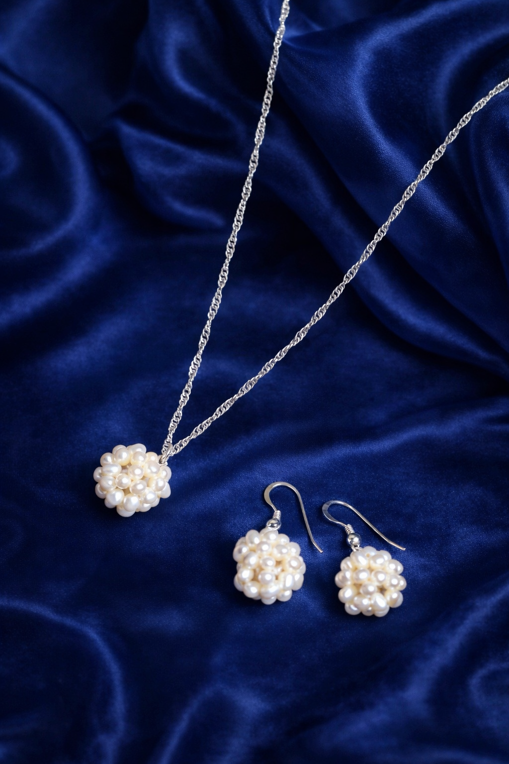 İnci Doğal Taş Kolye Küpe Set