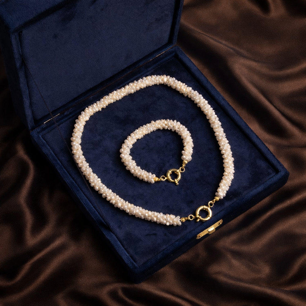 Burma Minimal İnci Kolye & Bileklik Seti