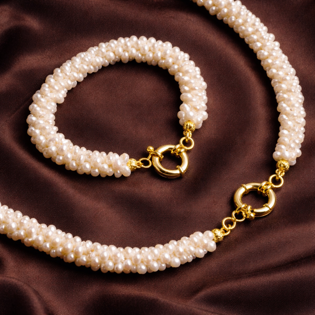 Burma Minimal İnci Kolye & Bileklik Seti