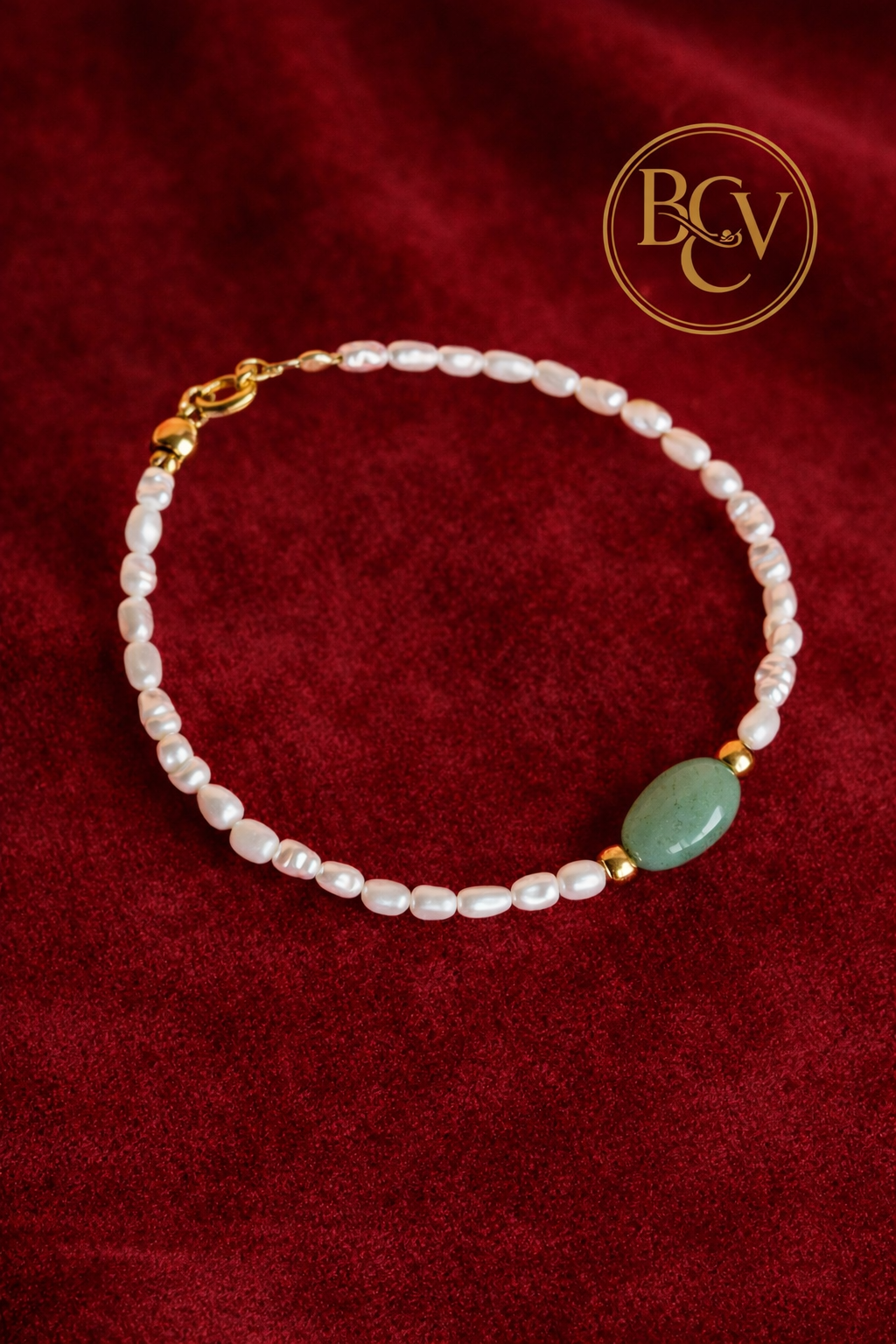 Sertifikalı İnci, Aventurin Gümüş Kapama Doğal Taş Bileklik