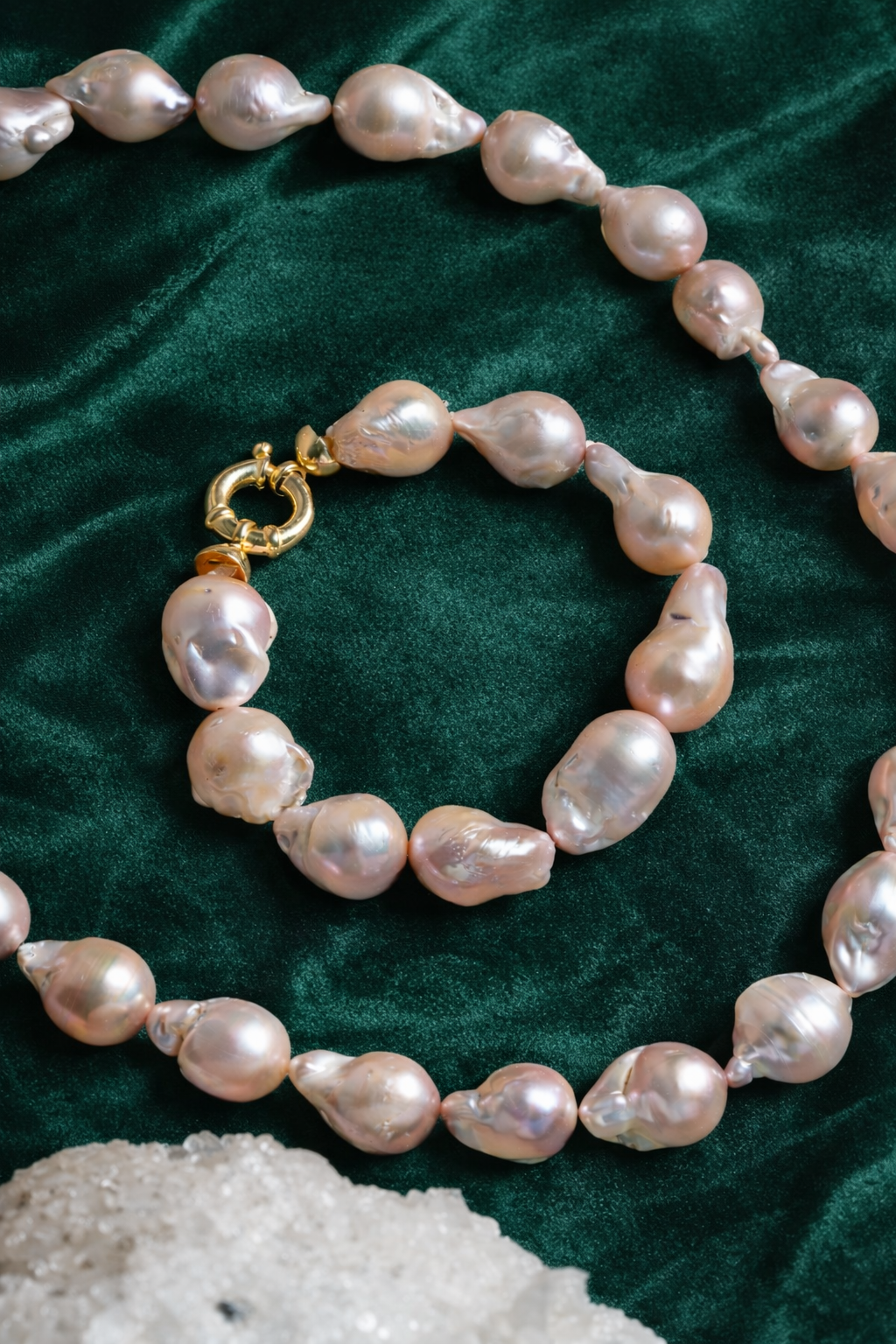 İnci Gümüş Kapama Doğal Taş Set