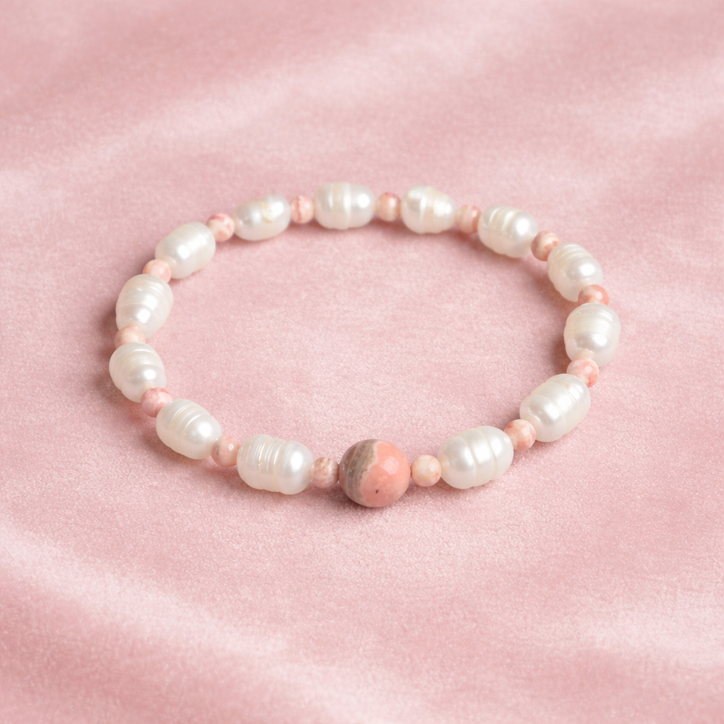 Orijinal İnci Rodokrozit Doğal Taş Bileklik-Dişil Enerji
