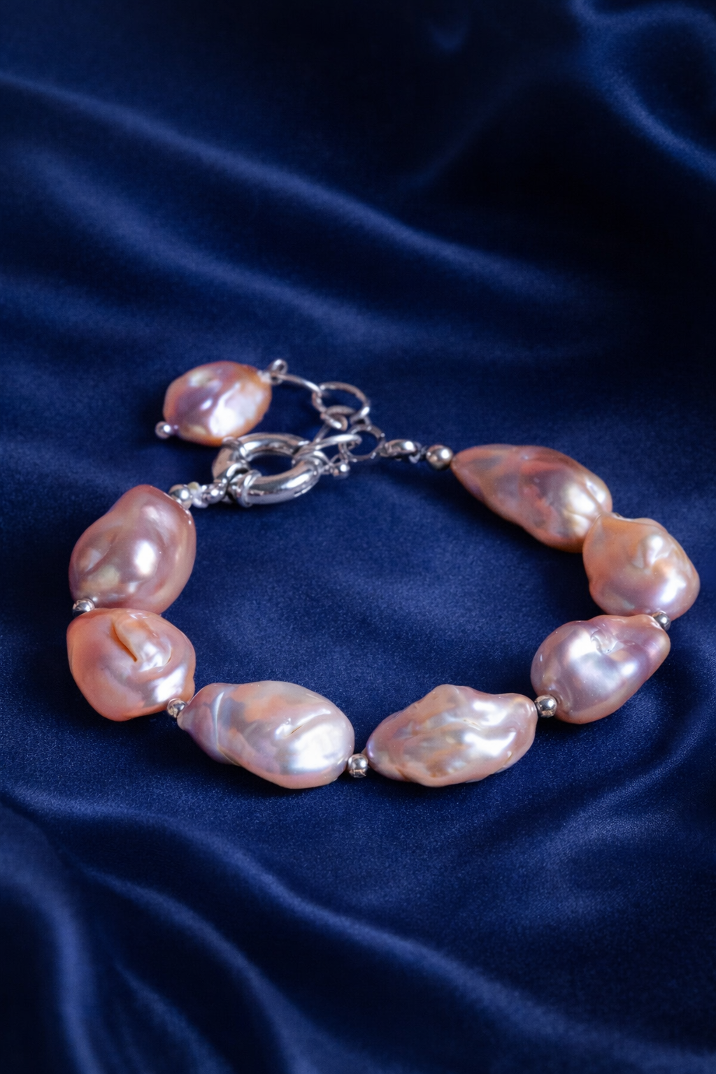 Barok İnci Gümüş Kapama Doğal Taş Bileklik