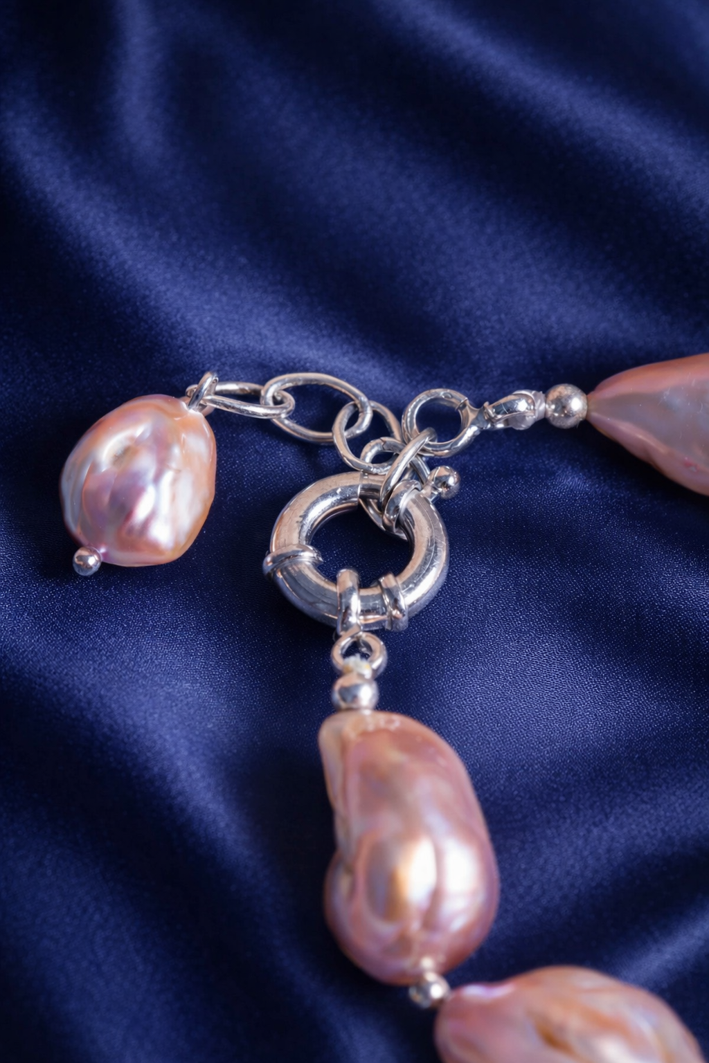 Barok İnci Gümüş Kapama Doğal Taş Bileklik