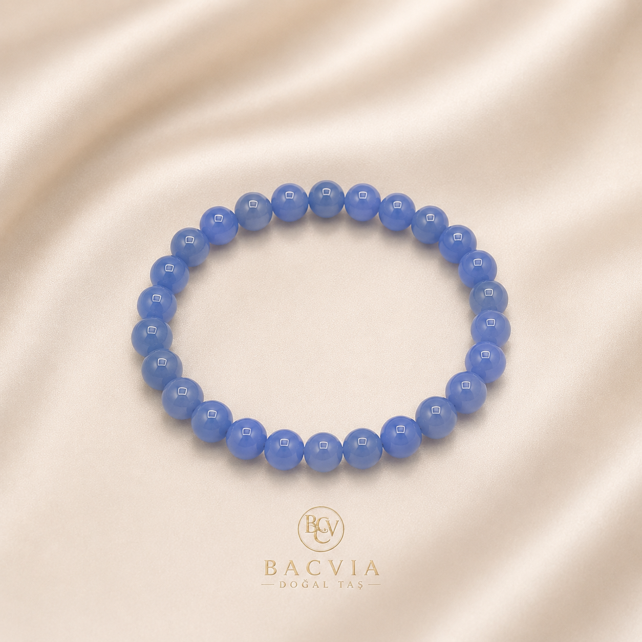 Bacvıa Doğal Taş 8 MM Küre Kesim Angelit Taşı Bileklik