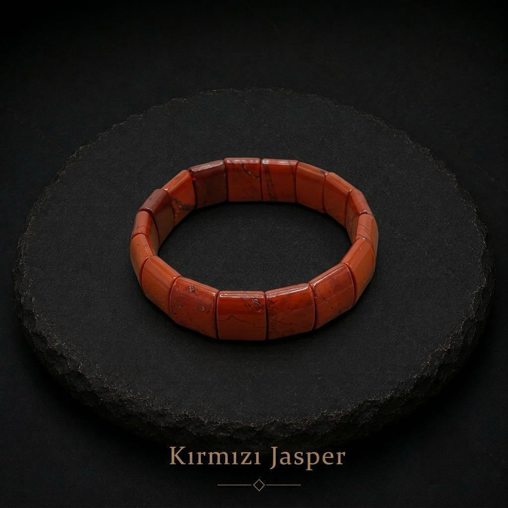 Bacvıa Doğal Taş 15X13 MM Kırmızı Jasper Bileklik