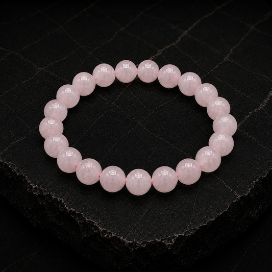 Bacvıa Doğal Taş 8 MM Madagaskar Pembe Kuvars Taşlı Bileklik