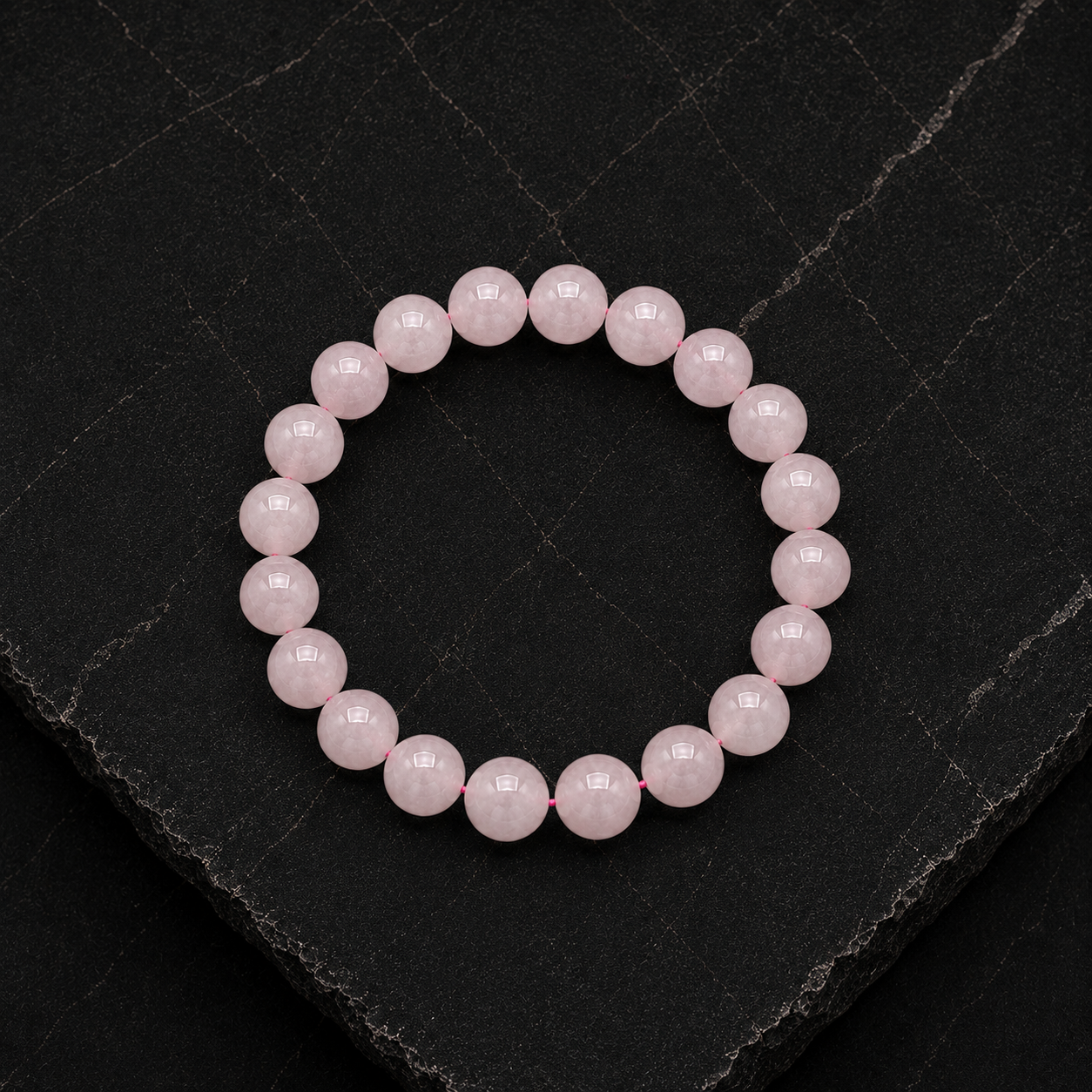 Bacvıa Doğal Taş 8 MM Madagaskar Pembe Kuvars Taşlı Bileklik